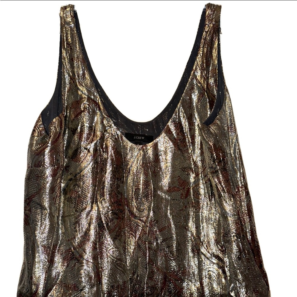 J Crew Gold Foil Metallic Holiday Paisley Top Women’s Size 6